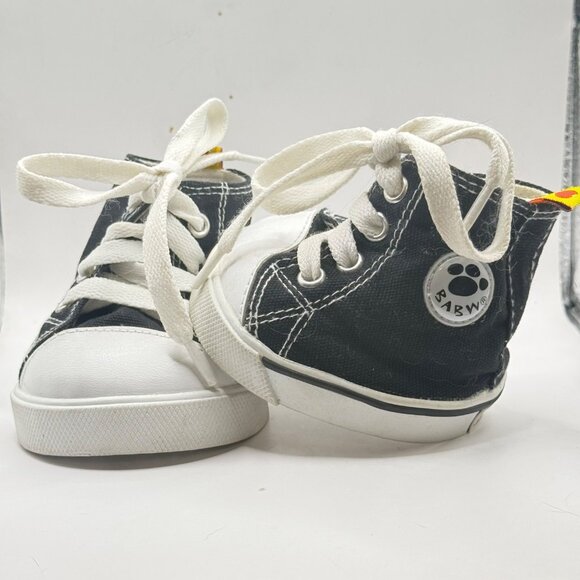 Build-A-Bear Workshop Black High-Top Sneakers White Laces & Stitching - Picture 1 of 7